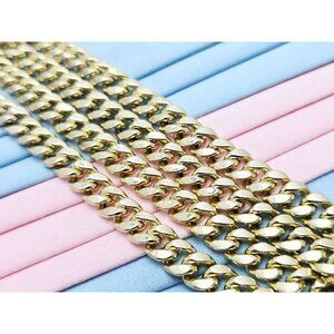 Unique 10K Karat Solid Yellow Gold Designer Cuban Link Chain Necklace - 23.75" L